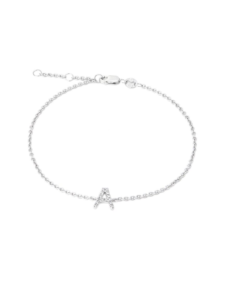 Jane Basch Silver Diamond Initial Bracelet