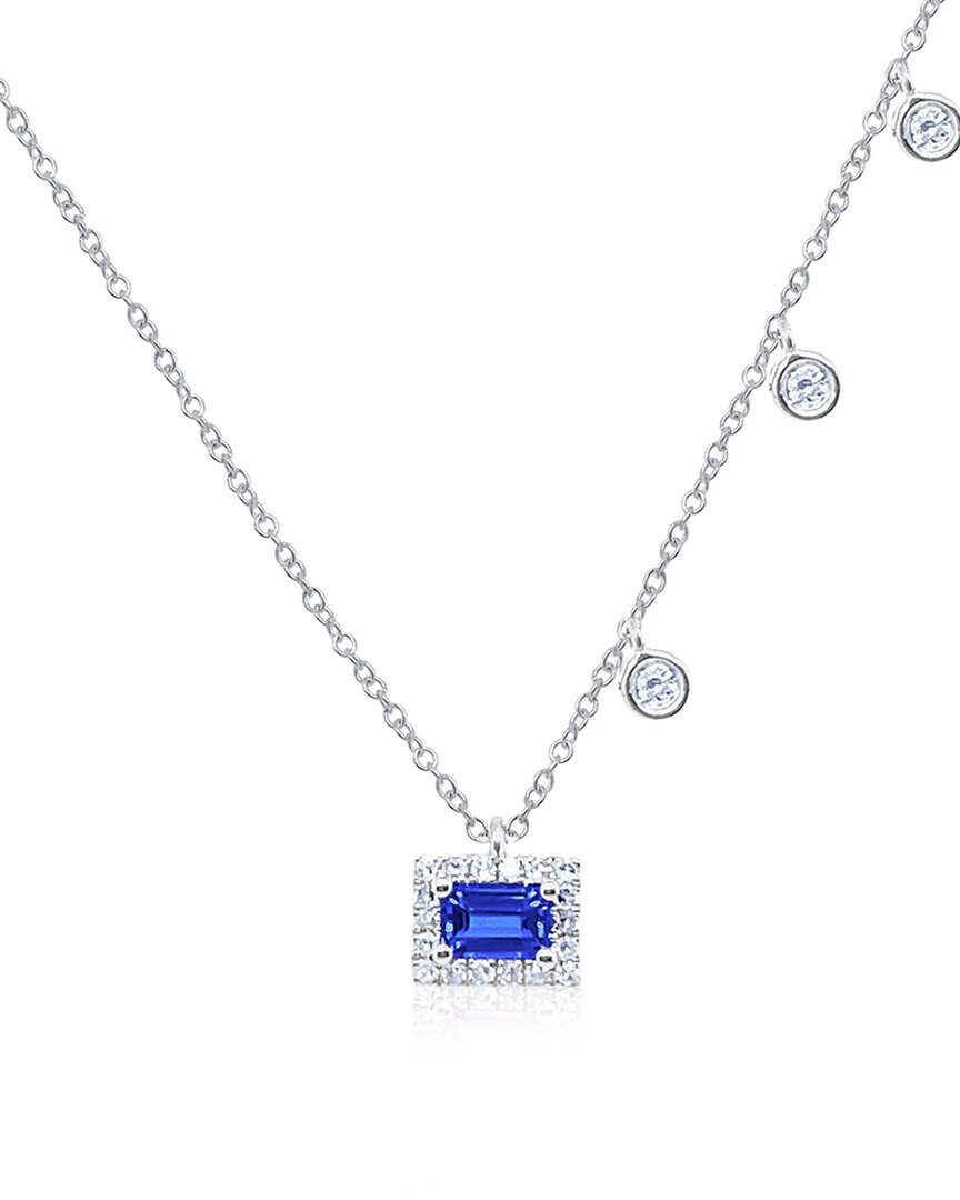 Meira T 14k 0.29 Ct. Tw. Diamond & Blue Sapphire Dainty Necklace