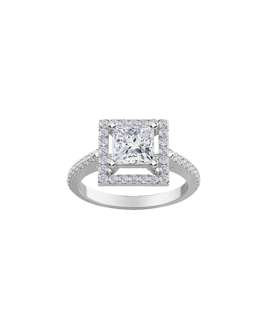 Diana M. Fine Jewelry 14k 1.37 Ct. Tw. Diamond Halo Half-eternity Ring In Metallic