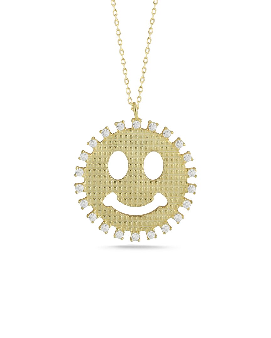 Sphera Milano 14k Over Silver Cz Smiley Face Necklace