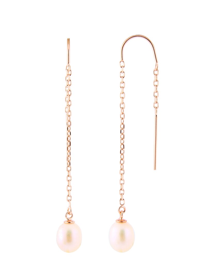 Splendid Pearls Rose Gold Vermeil 7-8mm Pearl Earrings