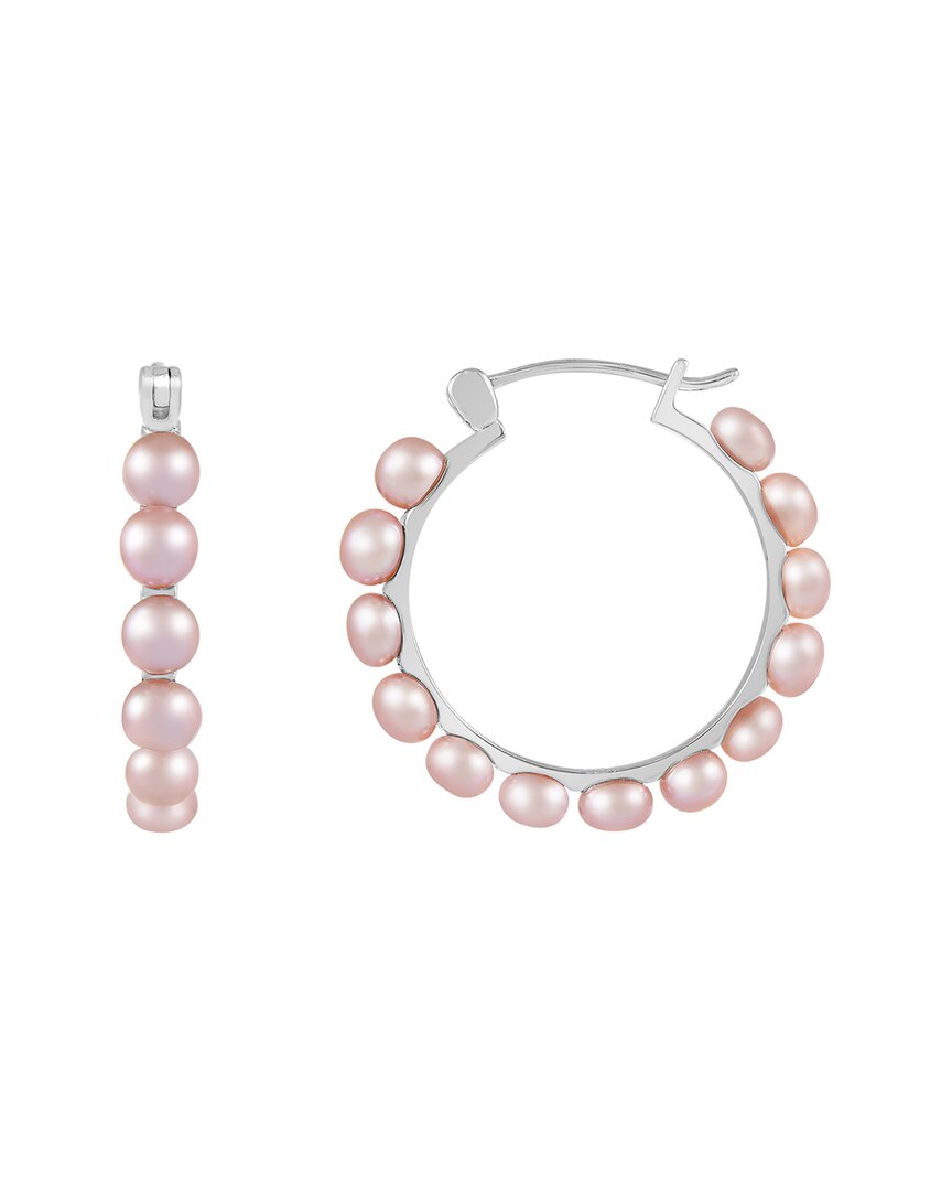 Splendid Pearls Rhodium Plated 4-5mm Pearl Earrings