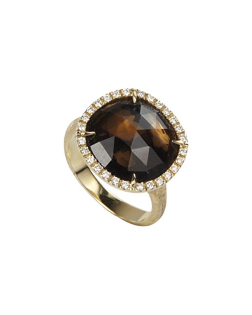 Shop Marco Bicego Jaipur Color 18k 0.15 Ct. Tw. Diamond & Smokey Quartz Cocktail Ring