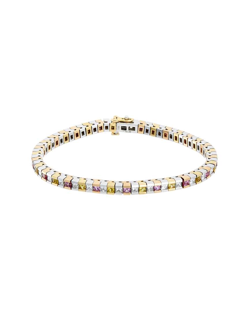 Diana M. Fine Jewelry 18K Tri-Tone 9.27 ct. tw. Diamond & Sapphire Tennis Bracelet