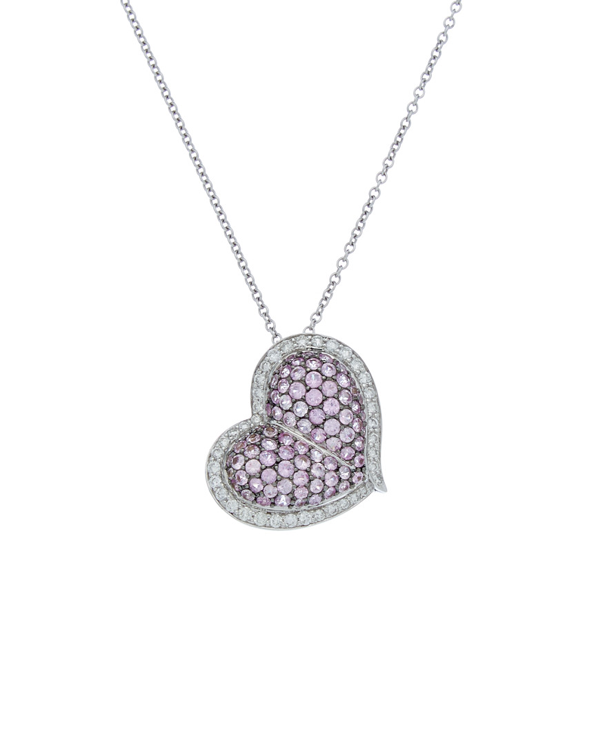 Diana M. Fine Jewelry 18k 3.00 Ct. Tw. Diamond & Sapphire Heart Necklace