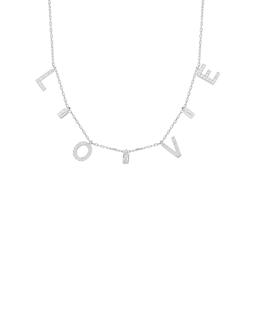 Sphera Milano Silver Cz Love Charm Necklace In Metallic