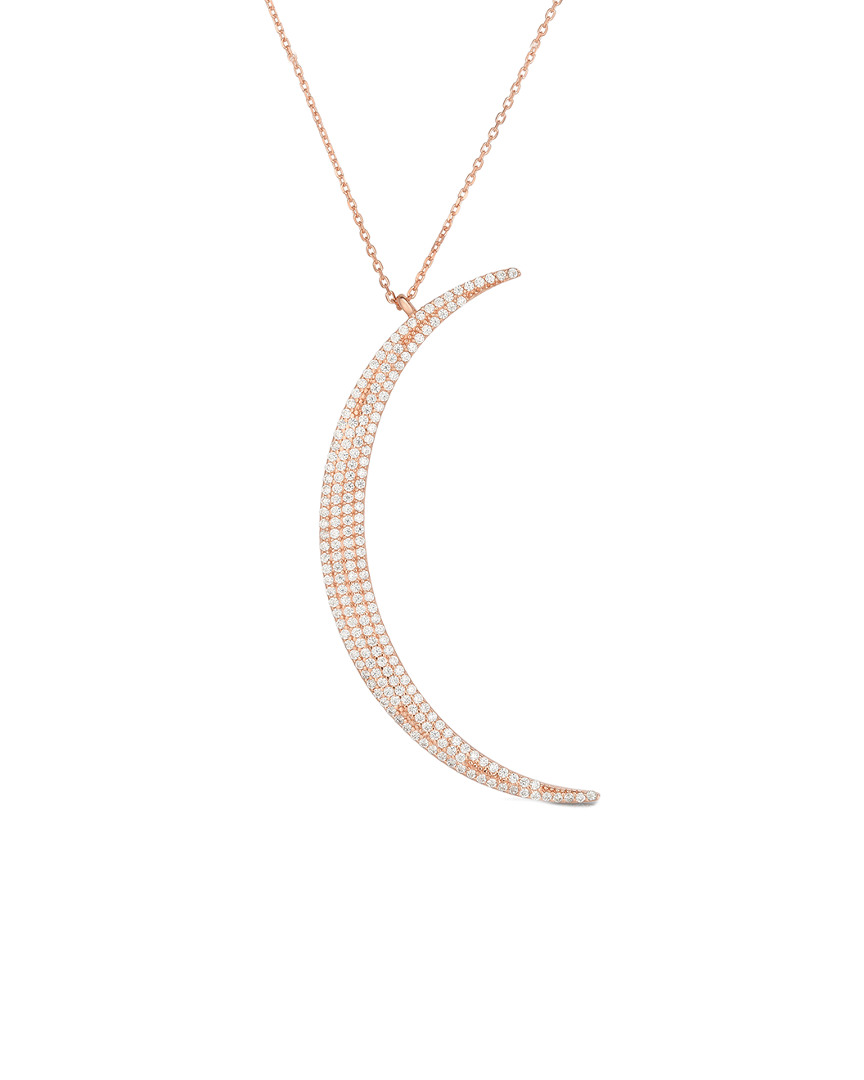 Sphera Milano 18k Rose Gold Vermeil Cz Moon Necklace