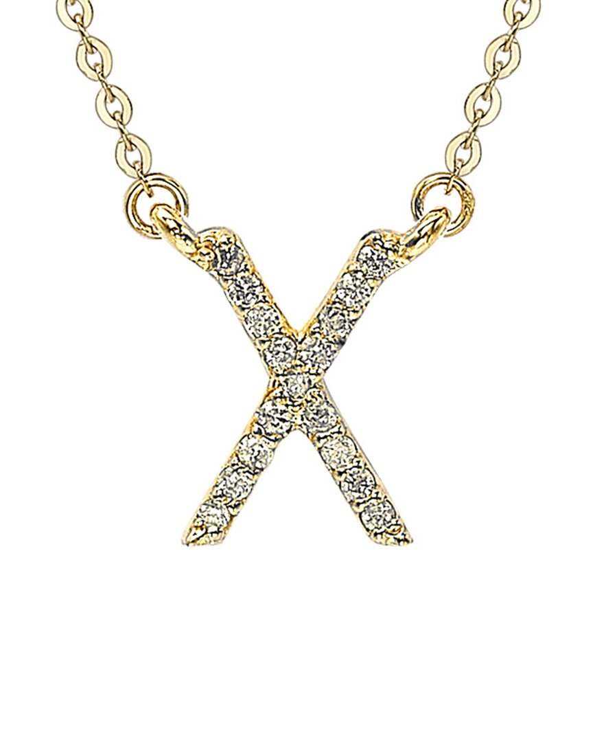 Suzy Levian 14k Diamond Initial Necklace (a-z) In Gold