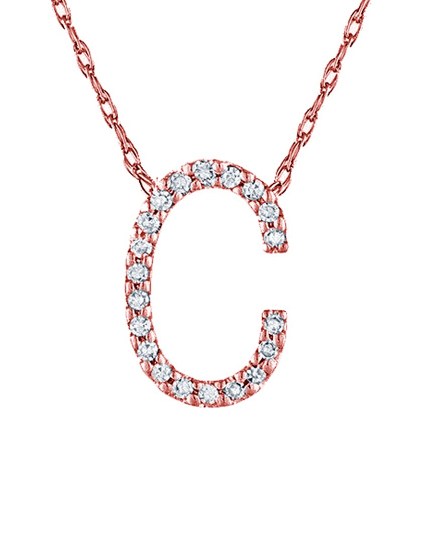 Suzy Levian 14k Diamond Initial Necklace (a-z) In Gold