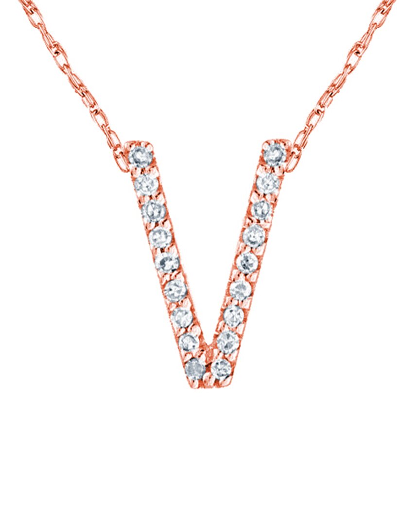 Suzy Levian 14k Diamond Initial Necklace (a-z) In Pink