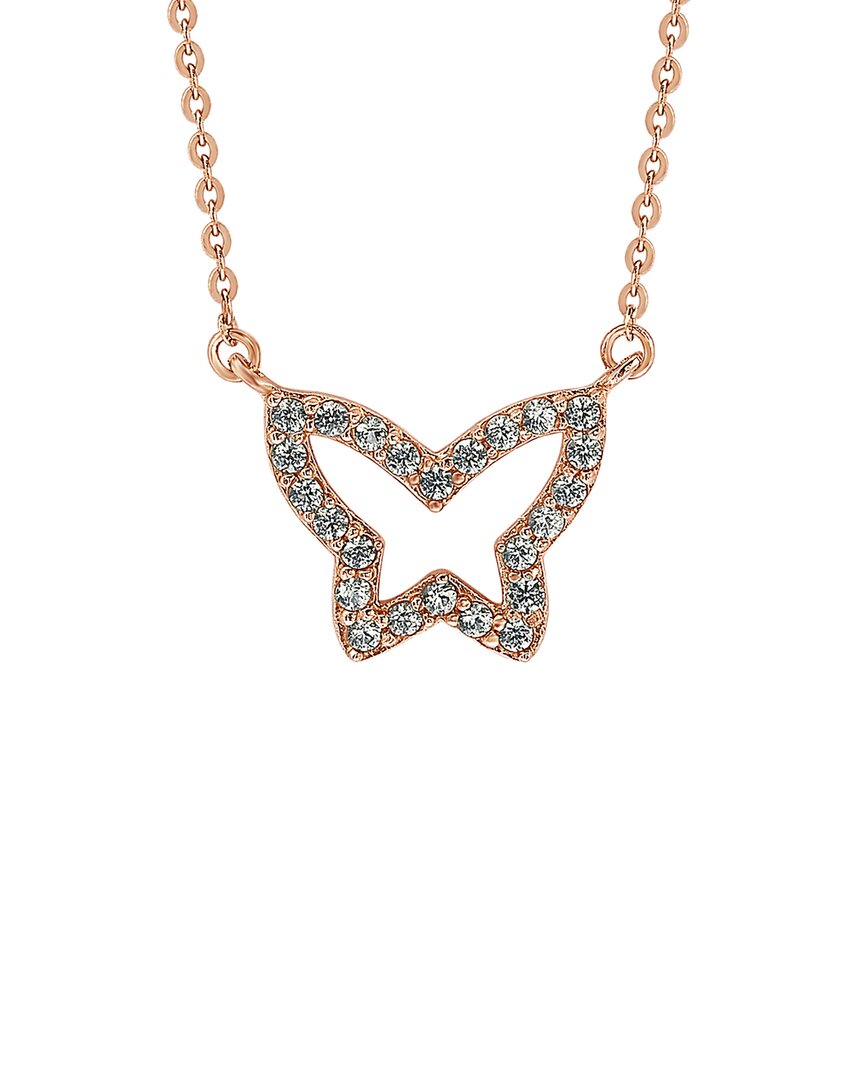 Shop Suzy Levian 14k Rose Gold 0.30 Ct. Tw. Diamond Butterfly Necklace