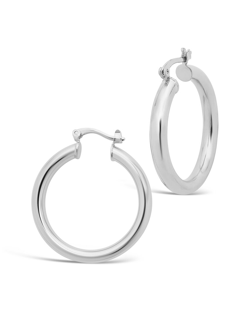Sterling Forever Chunky Tube Hoops In Grey