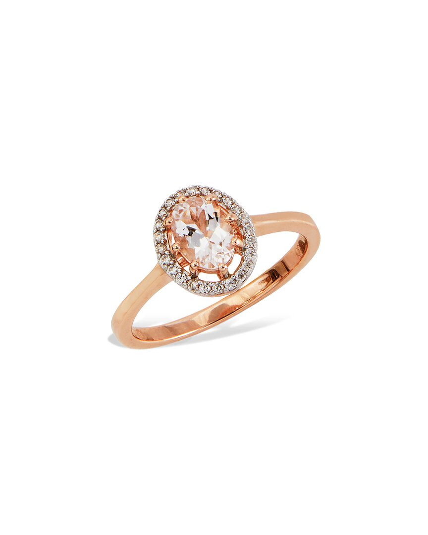 Savvy Cie 18k Rose Gold Over Silver Morganite Ring