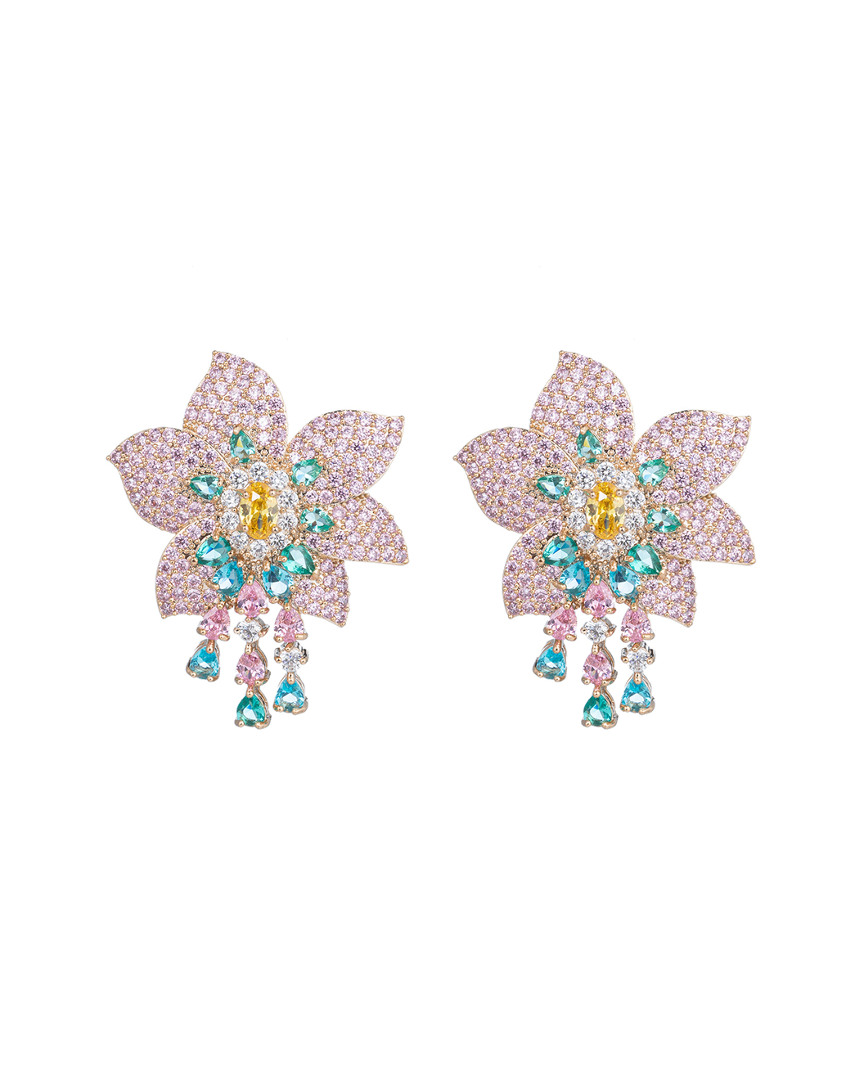 Eye Candy La Luxe Collection Cindy Pink Cubic Zirconia Crystal Flower Earring In Pink