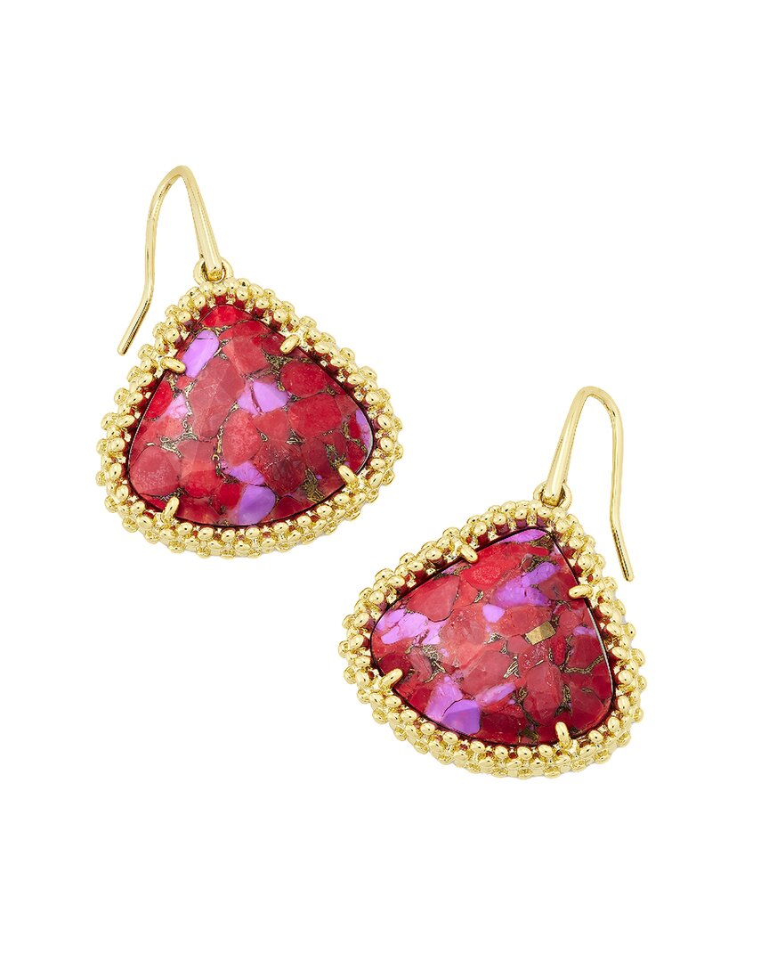 Kendra Scott Framed Kendall Large 14k Plated Magnesite Drop Earrings In Gold