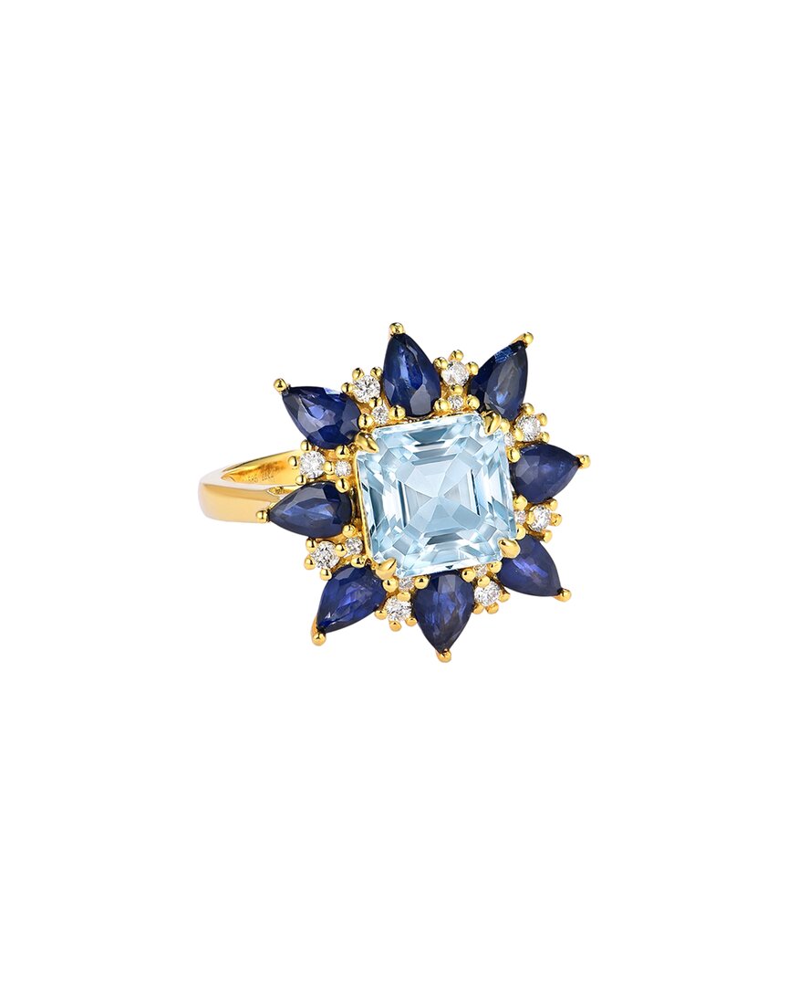 Nina Zhou Jewelry 14k 5.36 Ct. Tw. Diamond & Gemstone Cocktail Ring In Blue