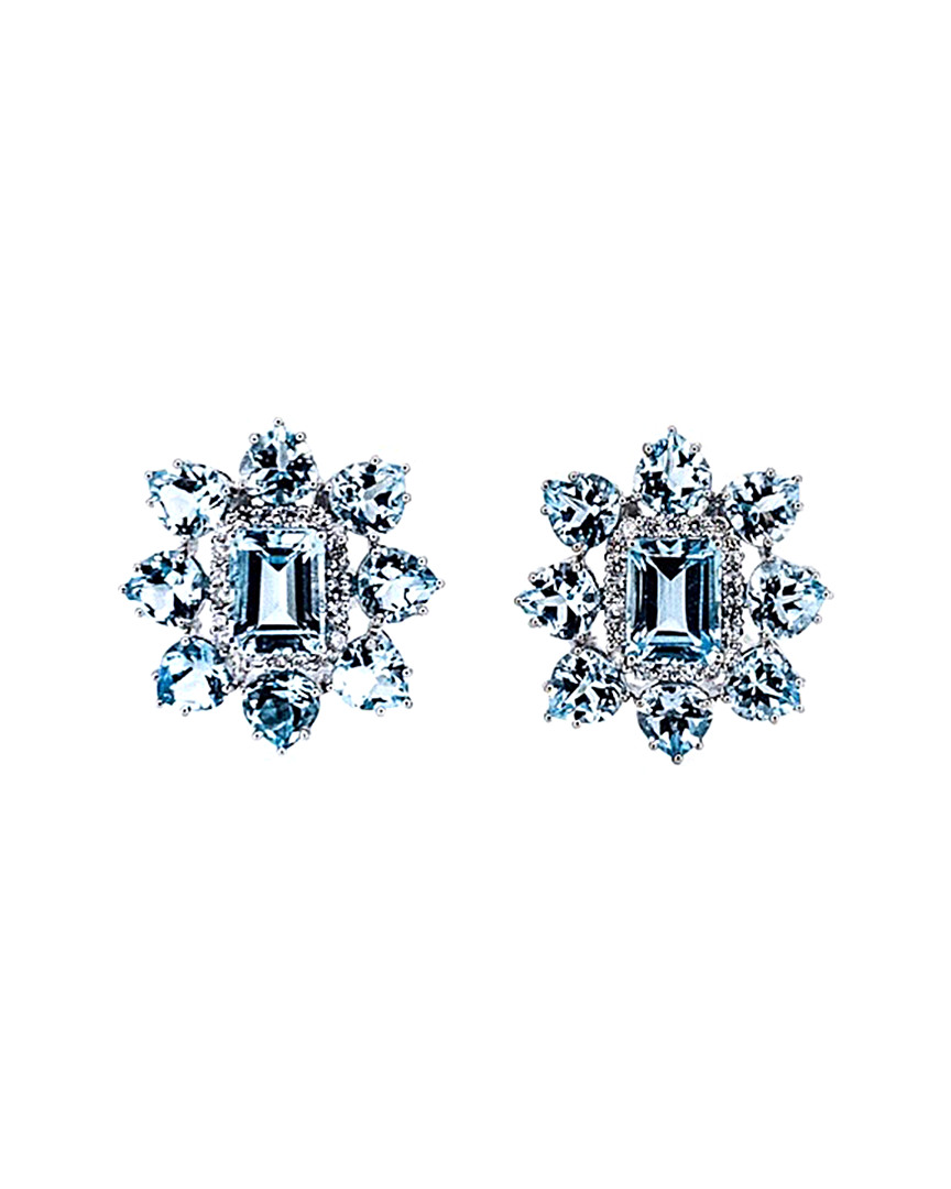 Image of Arthur Marder Fine Jewelry K . ct. tw. Diamond & Blue Topaz Earrings