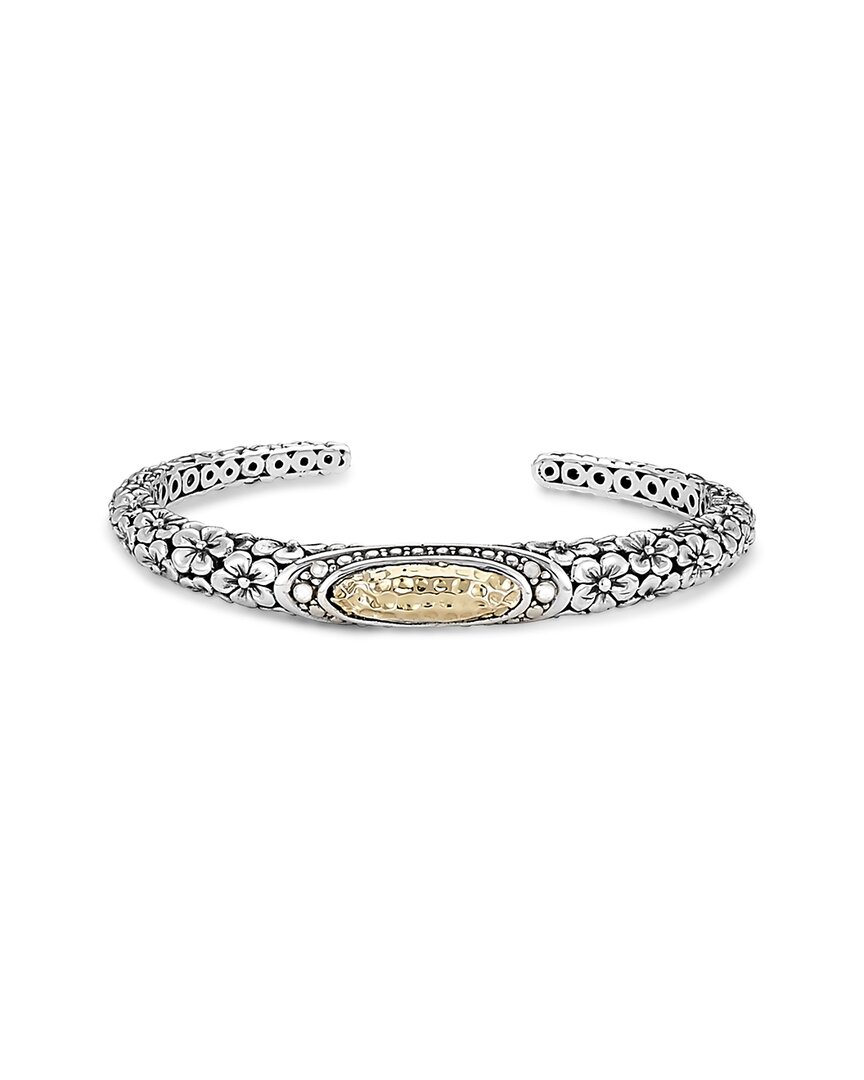 Samuel B. 18k & Silver Hammered Floral Bangle Bracelet