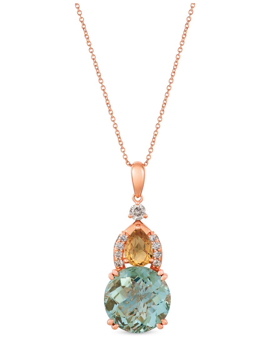 Le Vian ® 14k Strawberry Gold 6.81 Ct. Tw. Diamond & Green Quartz Citrine Pendant Necklace