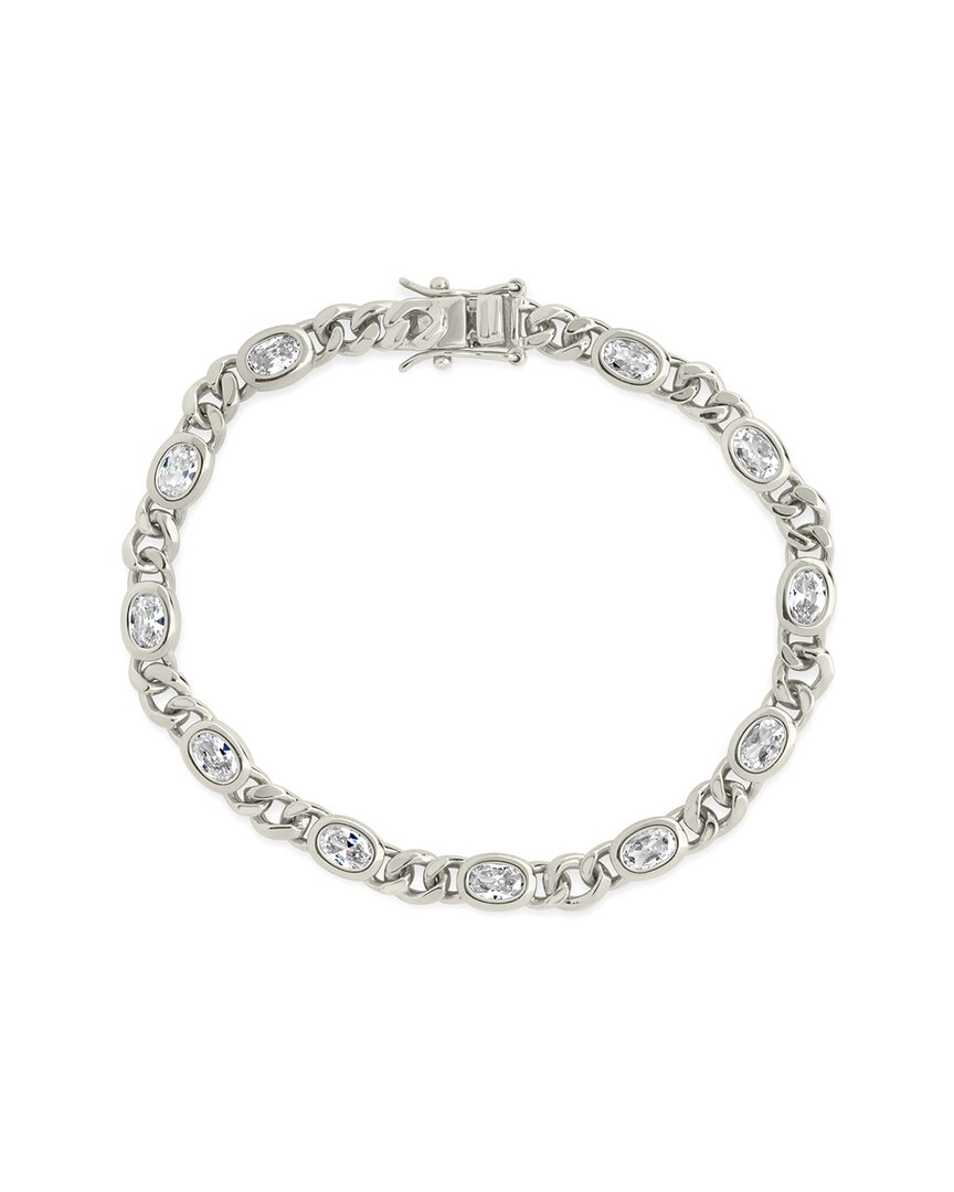 Sterling Forever Cassie Cz Bezel Tennis Bracelet In Metallic