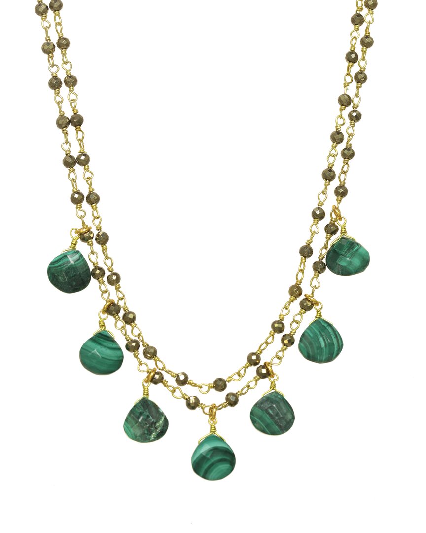 Rachel Reinhardt 14k Over Silver Gemstone Drop Necklace