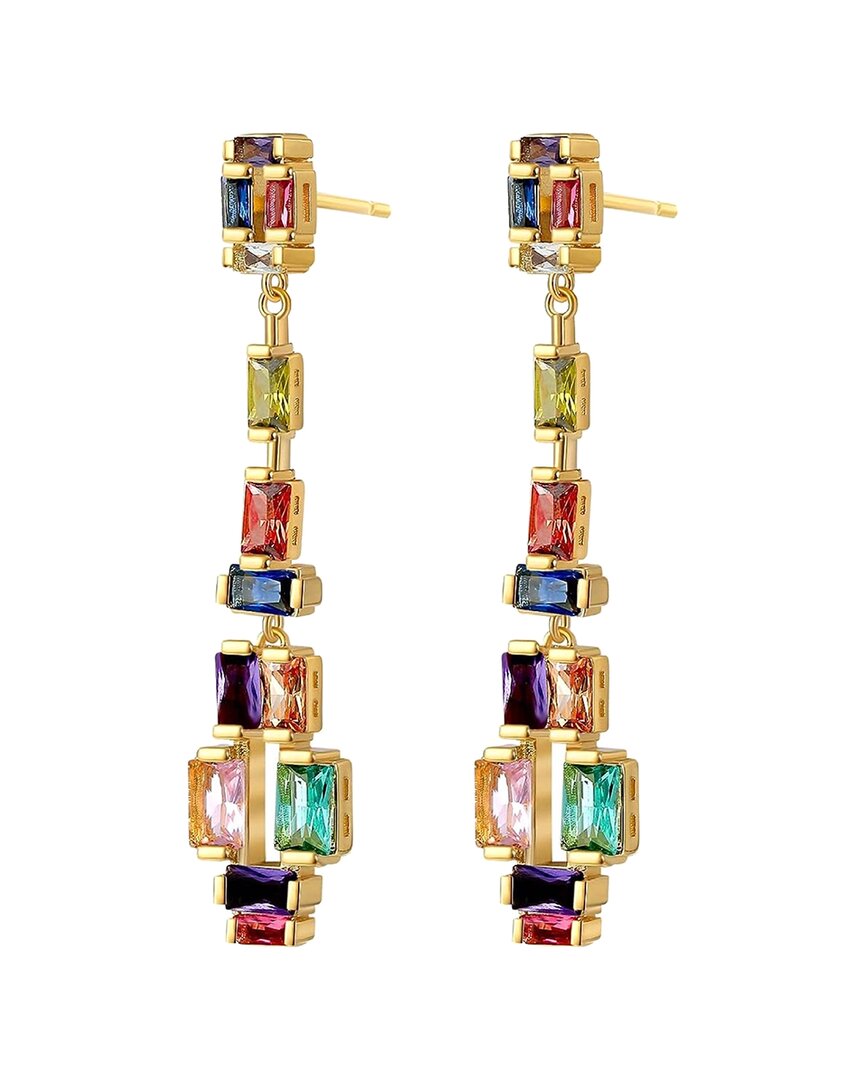 Liv Oliver 18k Plated Art Deco Chandelier Earrings In Multi