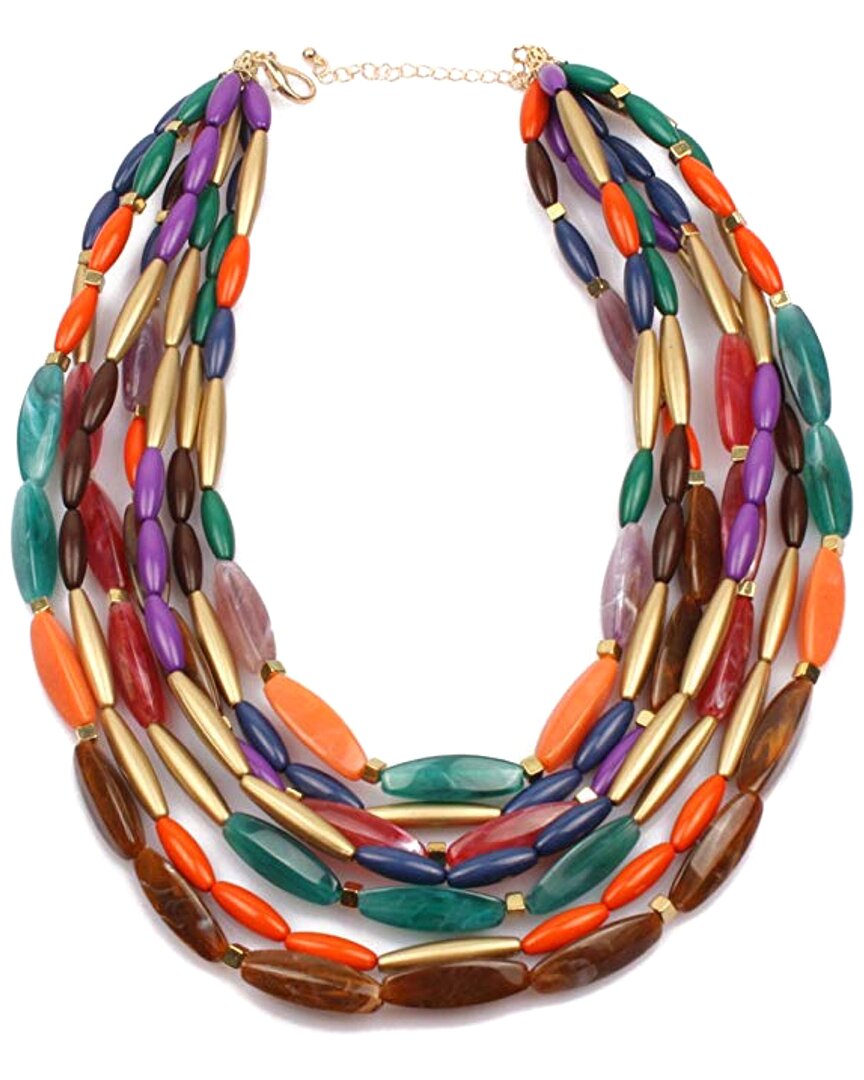 Liv Oliver 18k Plated 75.00 Ct. Tw. Agate Layered Necklace In Multi