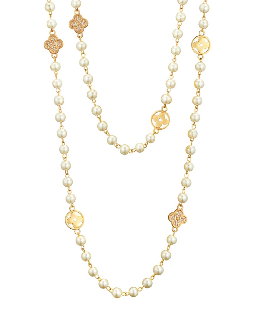 Liv Oliver 18k Plated 7-8mm Pearl Cz Endless Necklace In Gold