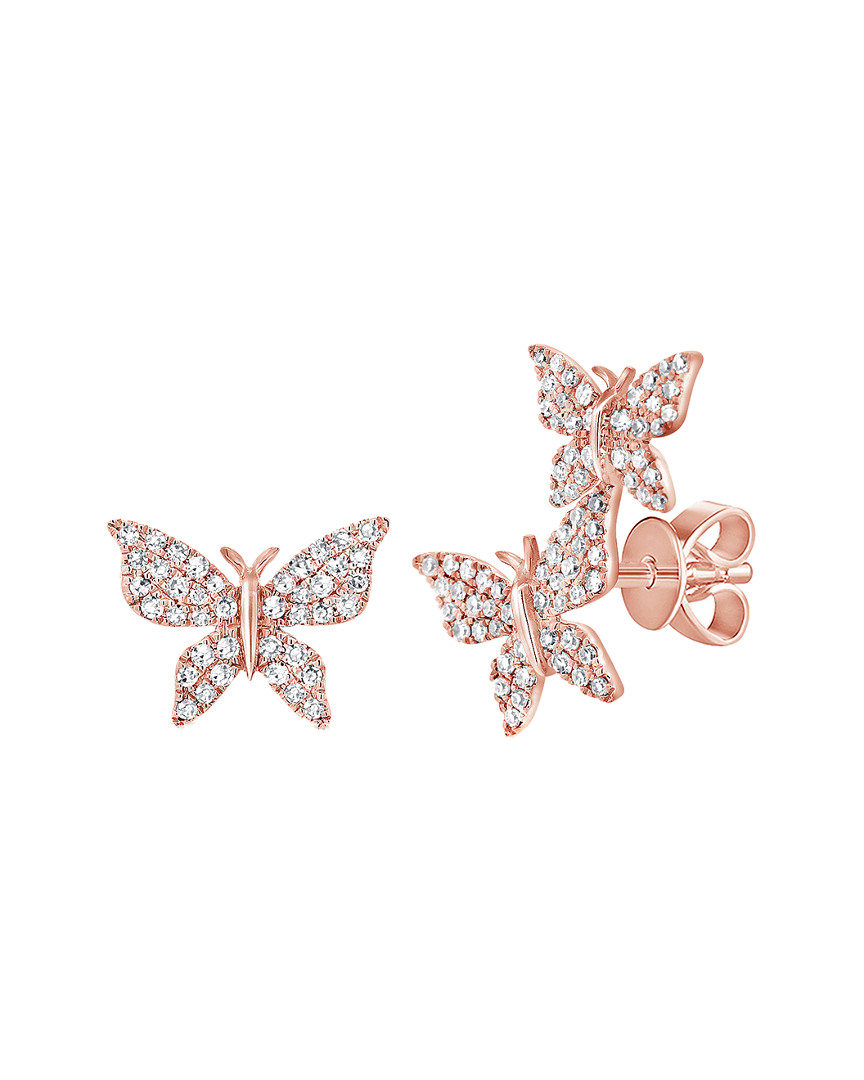 Sabrina Designs 14k Rose Gold 0.35 Ct. Tw. Diamond Butterfly Mismatched Studs