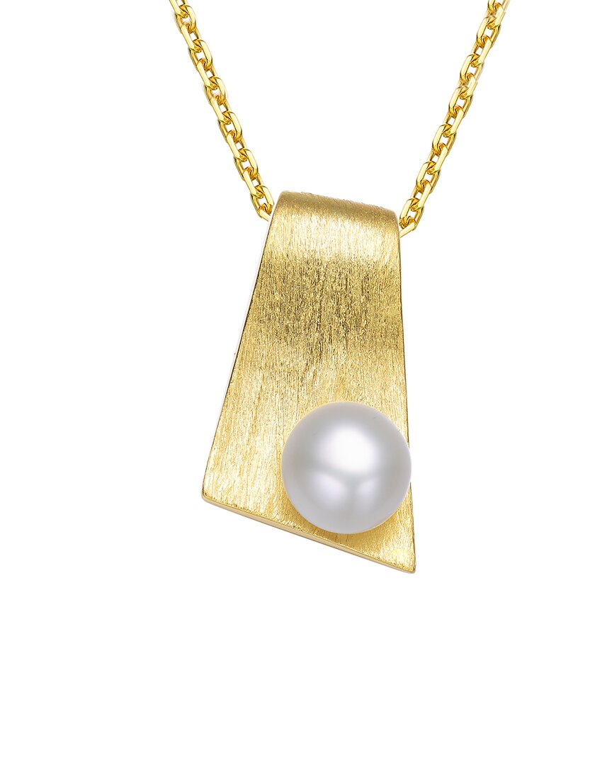 Genevive 14k Over Silver Pearl Pendant Necklace