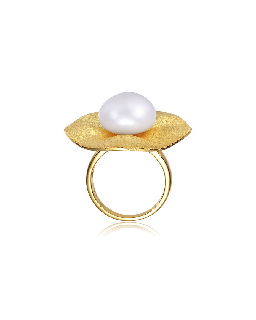 Genevive 14k Over Silver Pearl Ring