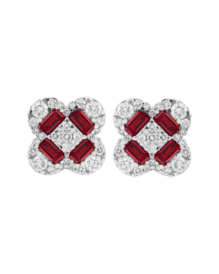 Diana M. Fine Jewelry 14k 1.59 Ct. Tw. Diamond & Rubies Earrings