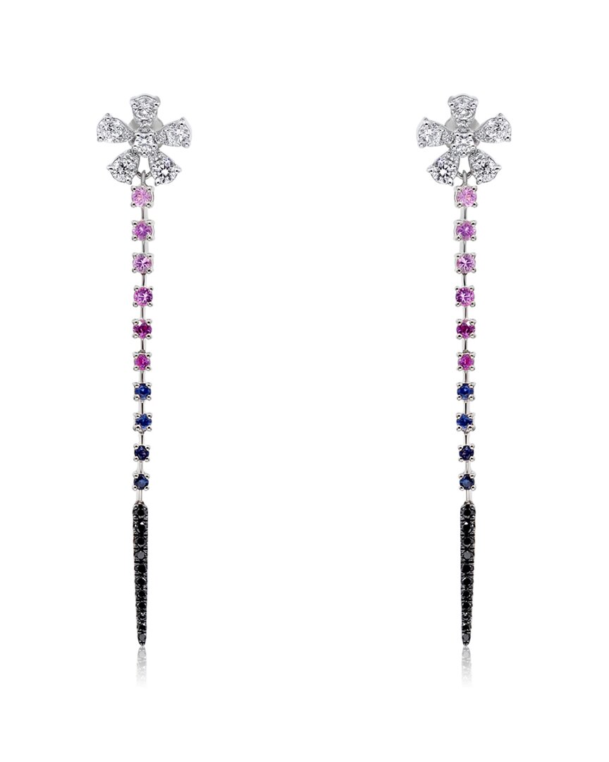 Diana M. Fine Jewelry 14K White Gold 1.21 ct. tw. Diamond & Sapphire Earrings
