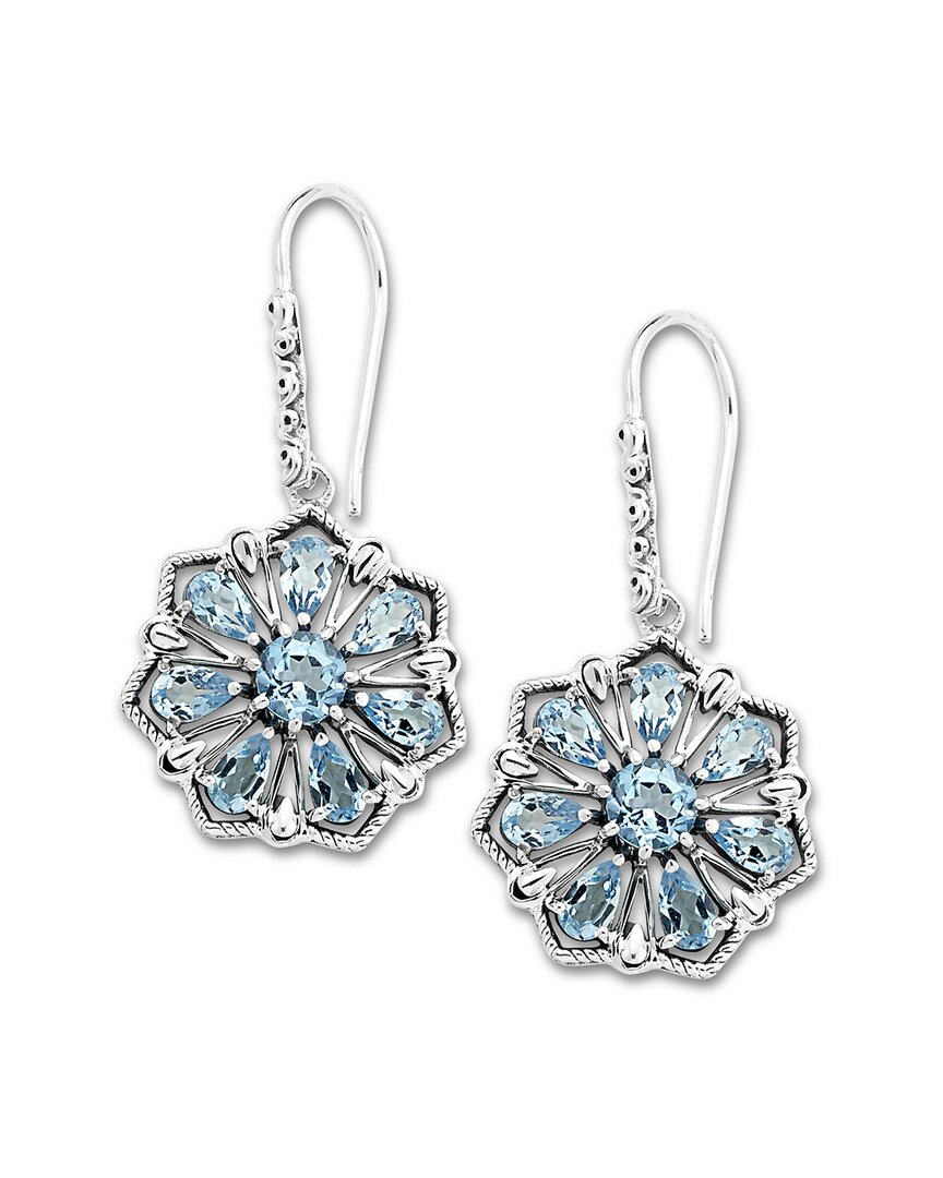 Samuel B. Sterling Silver Semiprecious Stone Flower Drop Earrings