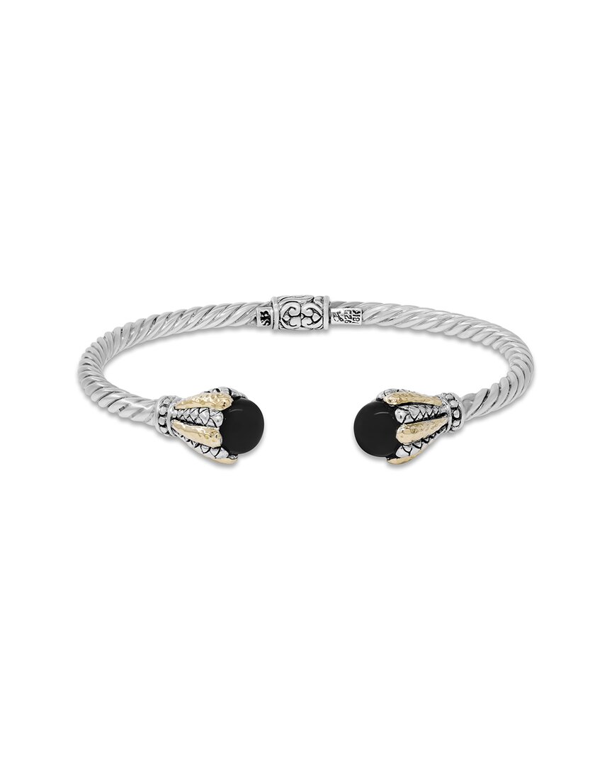 Samuel B. 18k & Silver 4.68 Ct. Tw. Onyx Twisted Cable Bangle Bracelet
