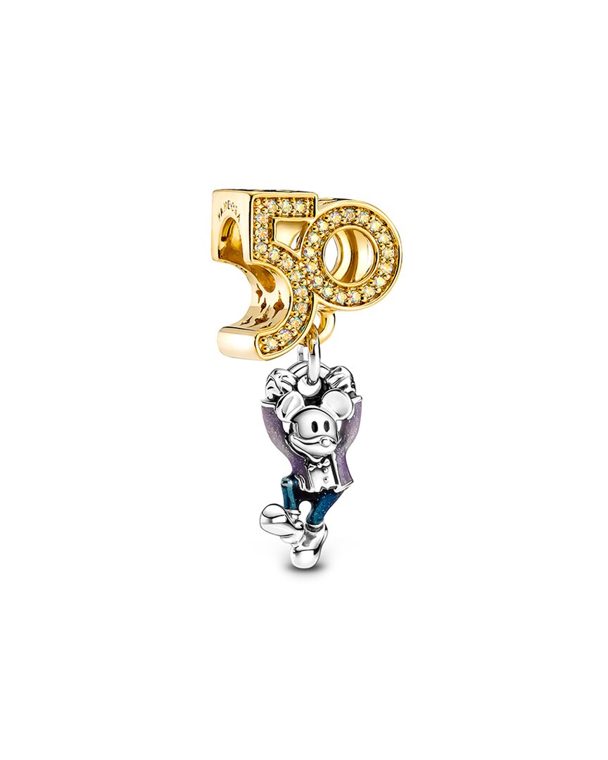 Pandora Disney 14k Plated & Silver Cz Disney Parks Mickey 50 Year Anniversary  Charm