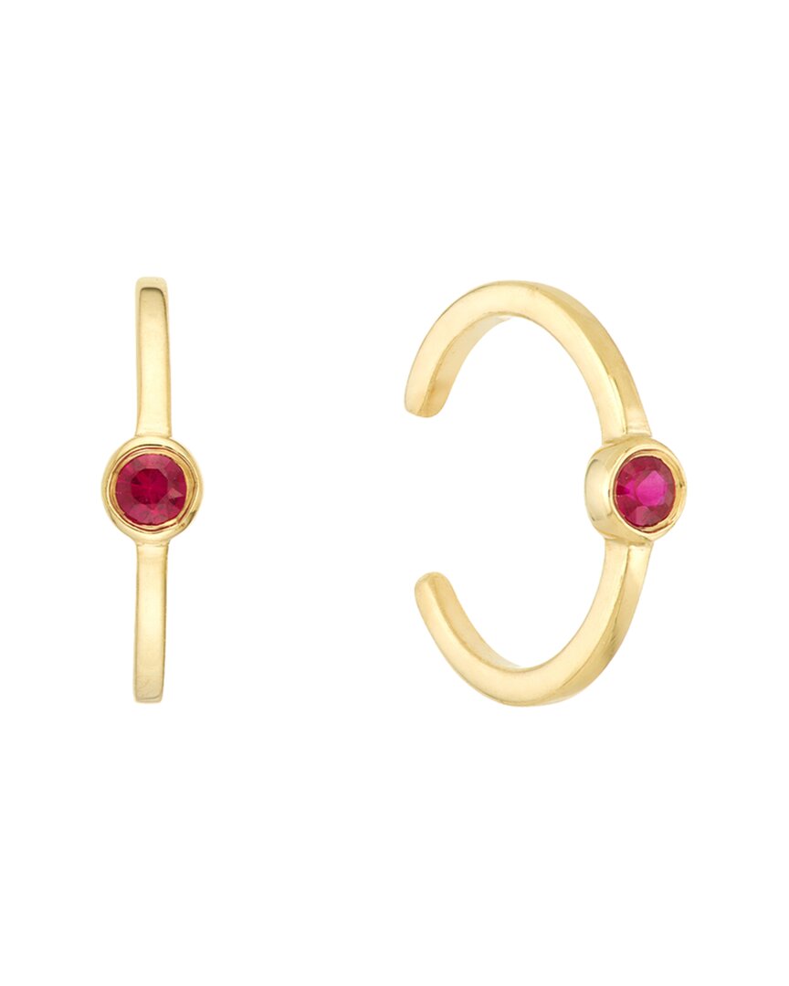 Pure Gold 14k 0.10 Ct. Tw. Rubies Cuff Earrings