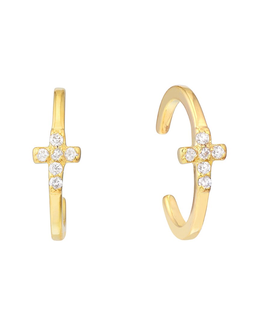 Pure Gold 14k 0.05 Ct. Tw. Diamond Cross Earrings