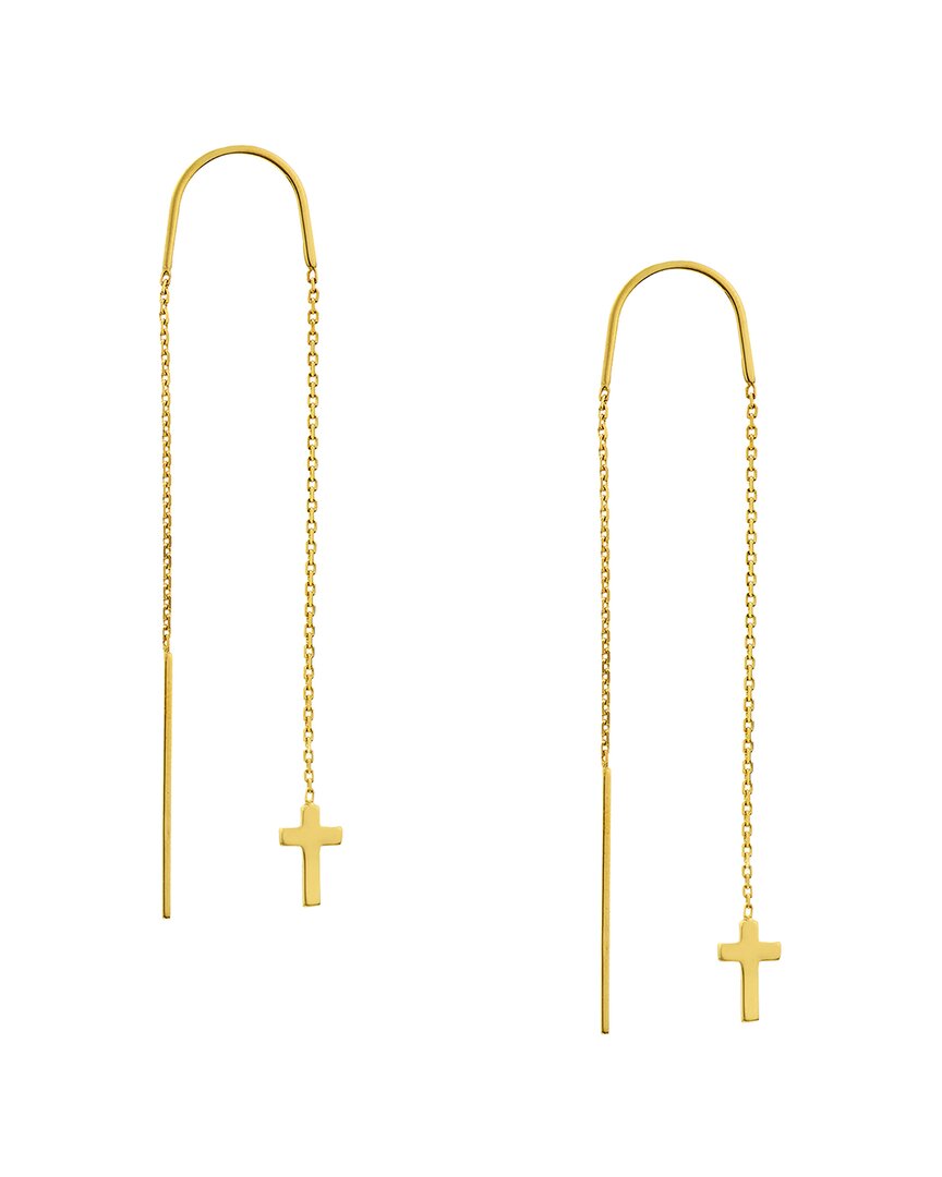 Pure Gold 14k Cross Threader Earrings