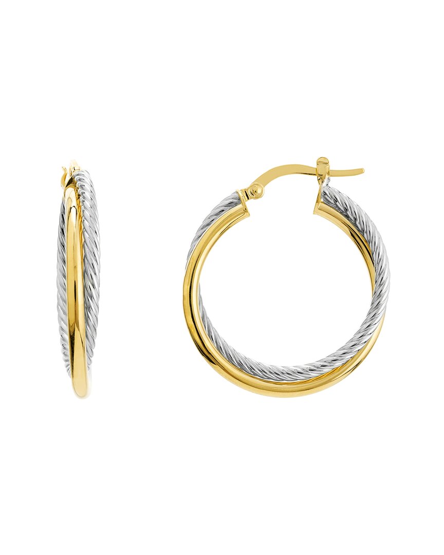 Pure Gold 14k Two-tone Intertwined Hoops