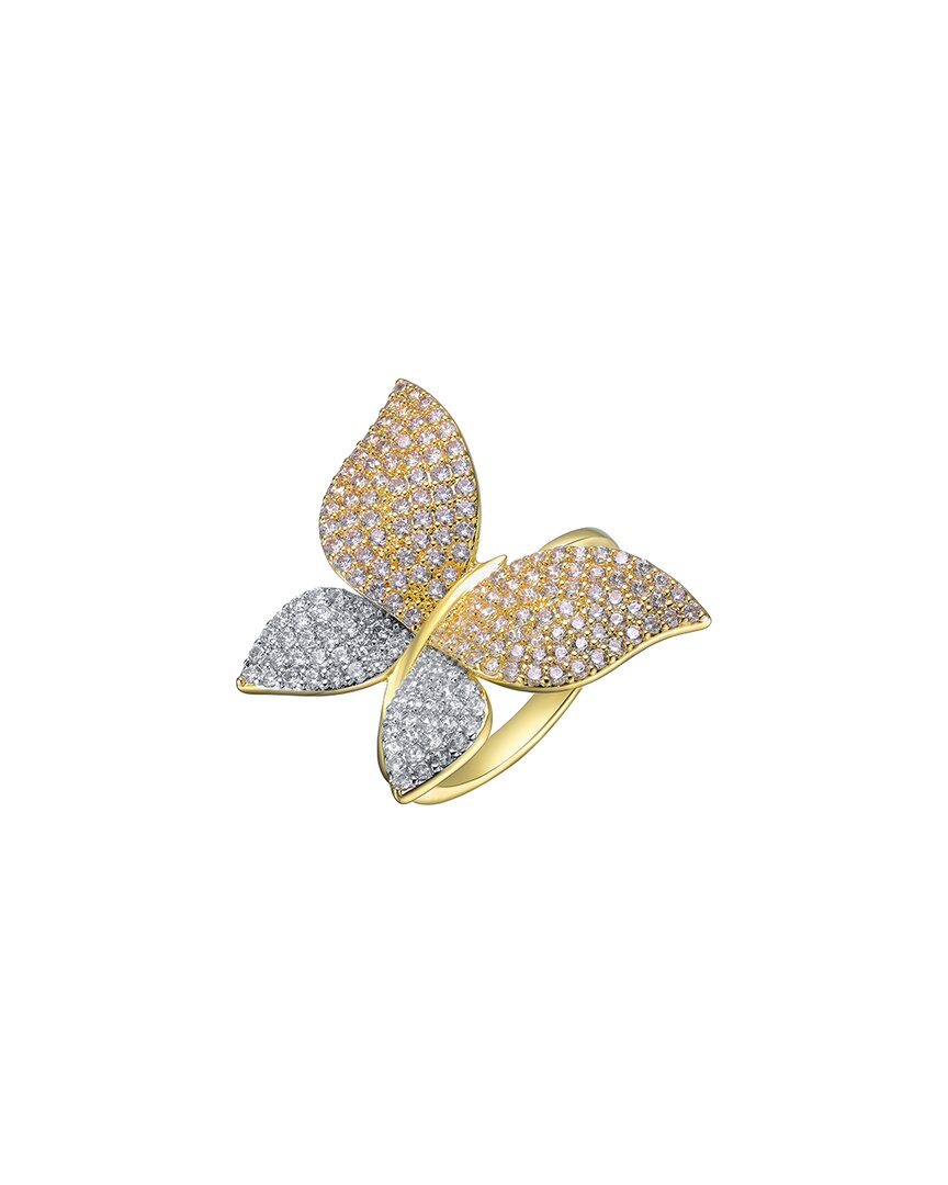 Genevive 14k Plated Cz Butterfly Ring