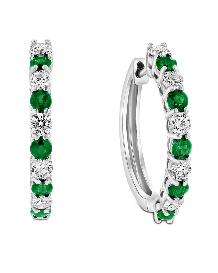 Diana M. Fine Jewelry 14K 1.35 ct. tw. Diamond & Emerald Hoops