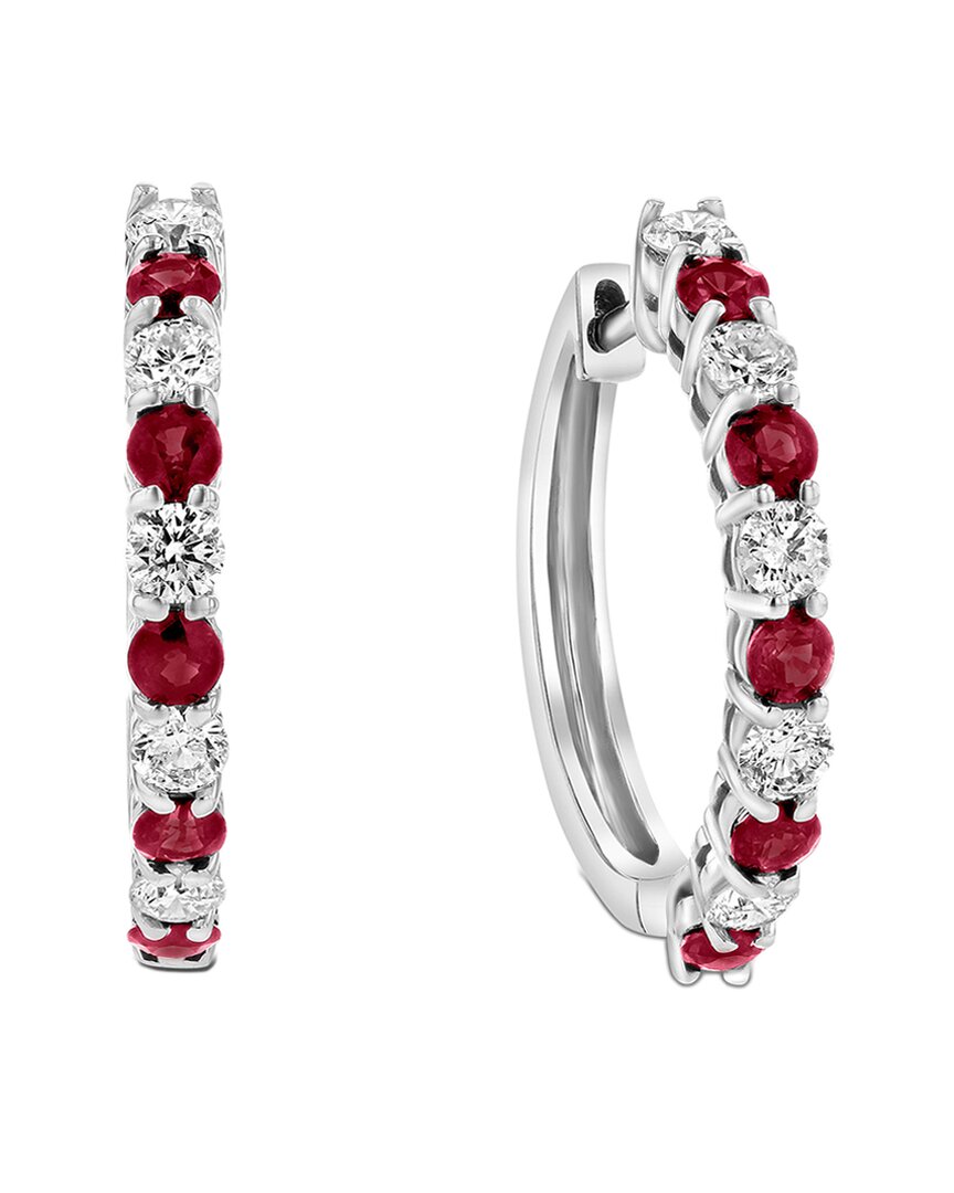 Diana M. Fine Jewelry 14K 1.35 ct. tw. Diamond & Ruby Hoops