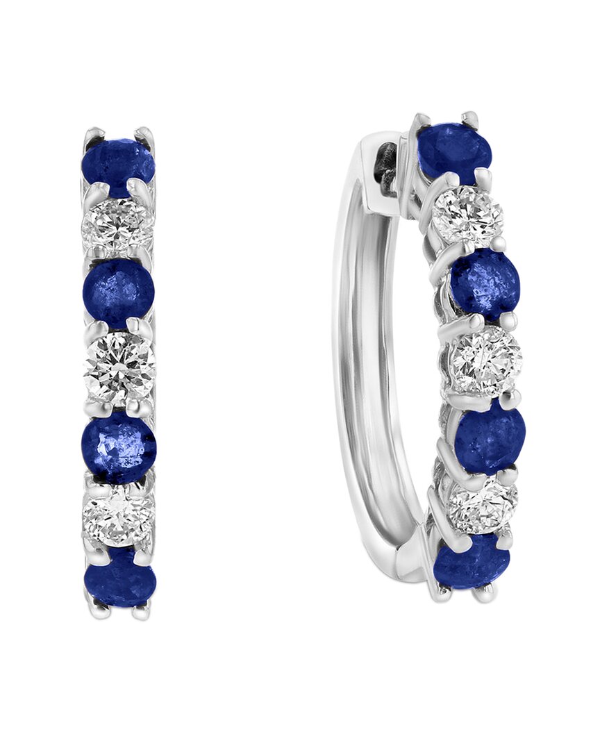 Diana M. Fine Jewelry 14K 1.15 ct. tw. Diamond & Sapphire Hoops