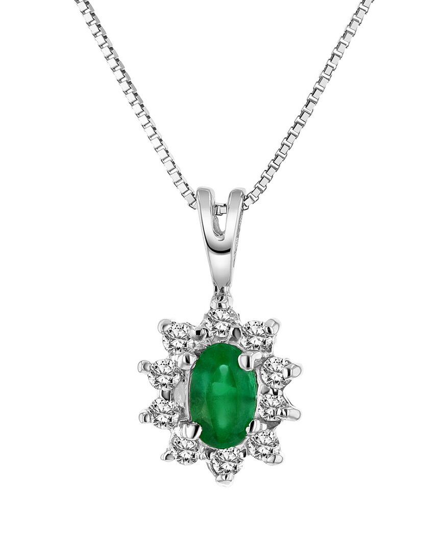 Diana M. Fine Jewelry 14K 0.35 ct. tw. Diamond & Emerald Pendant Necklace