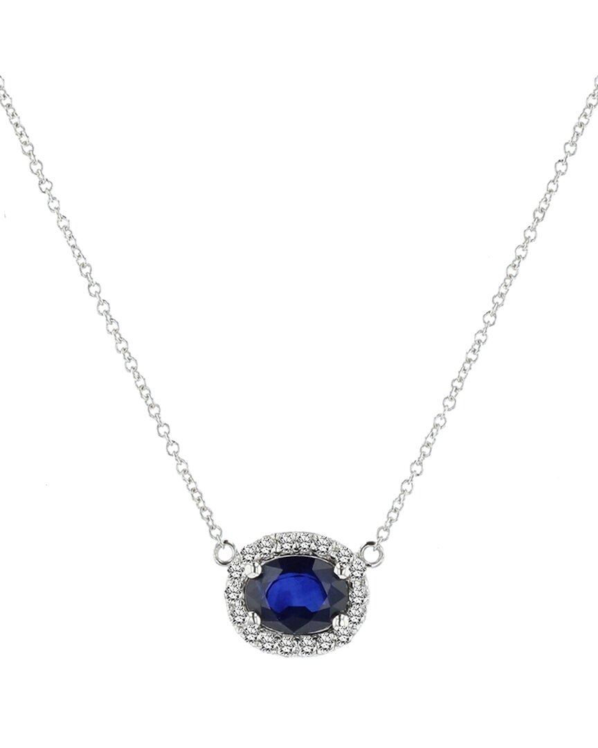 Diana M. Fine Jewelry 14K 1.15 ct. tw. Diamond & Sapphire Pendant Necklace