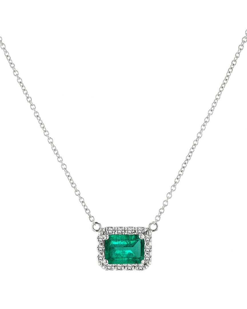 Diana M. Fine Jewelry 14K 1.14 ct. tw. Diamond & Emerald Pendant Necklace