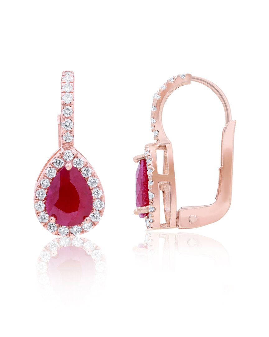 Diana M. Fine Jewelry 14K Rose Gold 1.63 ct. tw. Diamond & Ruby Earrings