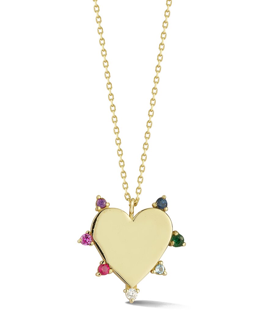 Ember Fine Jewelry 14K 0.02 ct. tw. Diamond & Gemstone Heart Necklace
