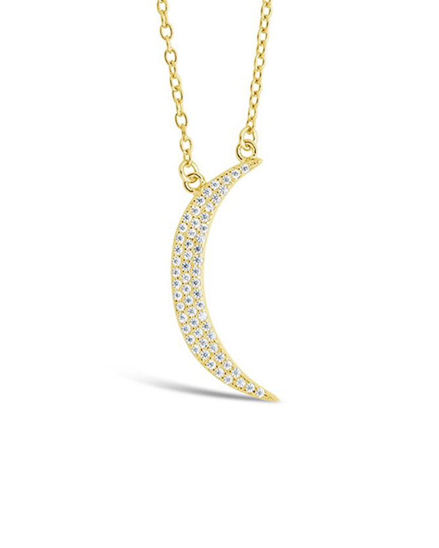 Sterling Forever 14k Over Silver Cz Moon & Star Necklace